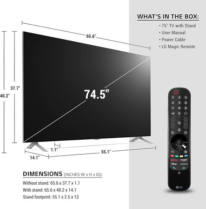 LG 75QNED99UPA 75" 8K QNED MiniLED TV Alexa Renewed