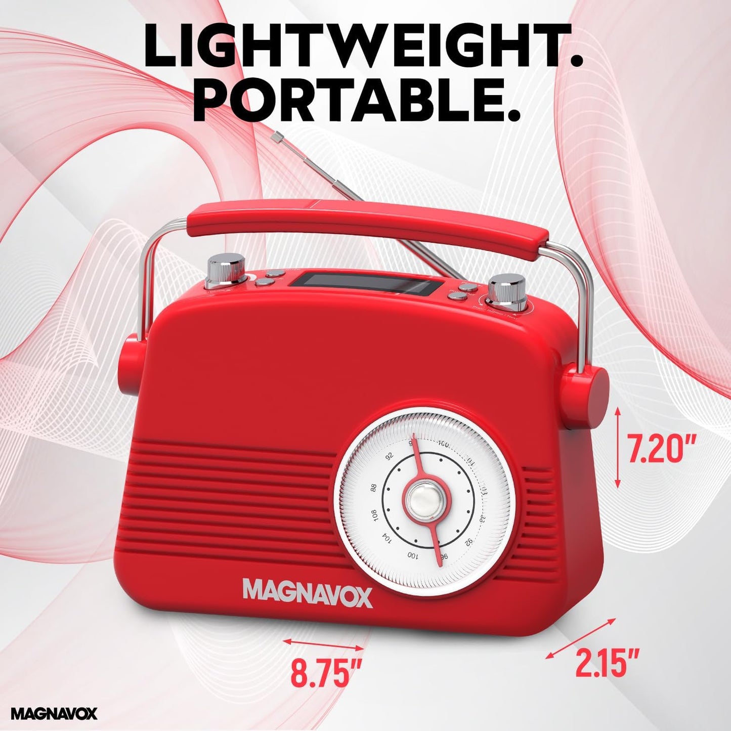 Magnavox 41818-RD Retro Bluetooth Dual Alarm Clock Radio