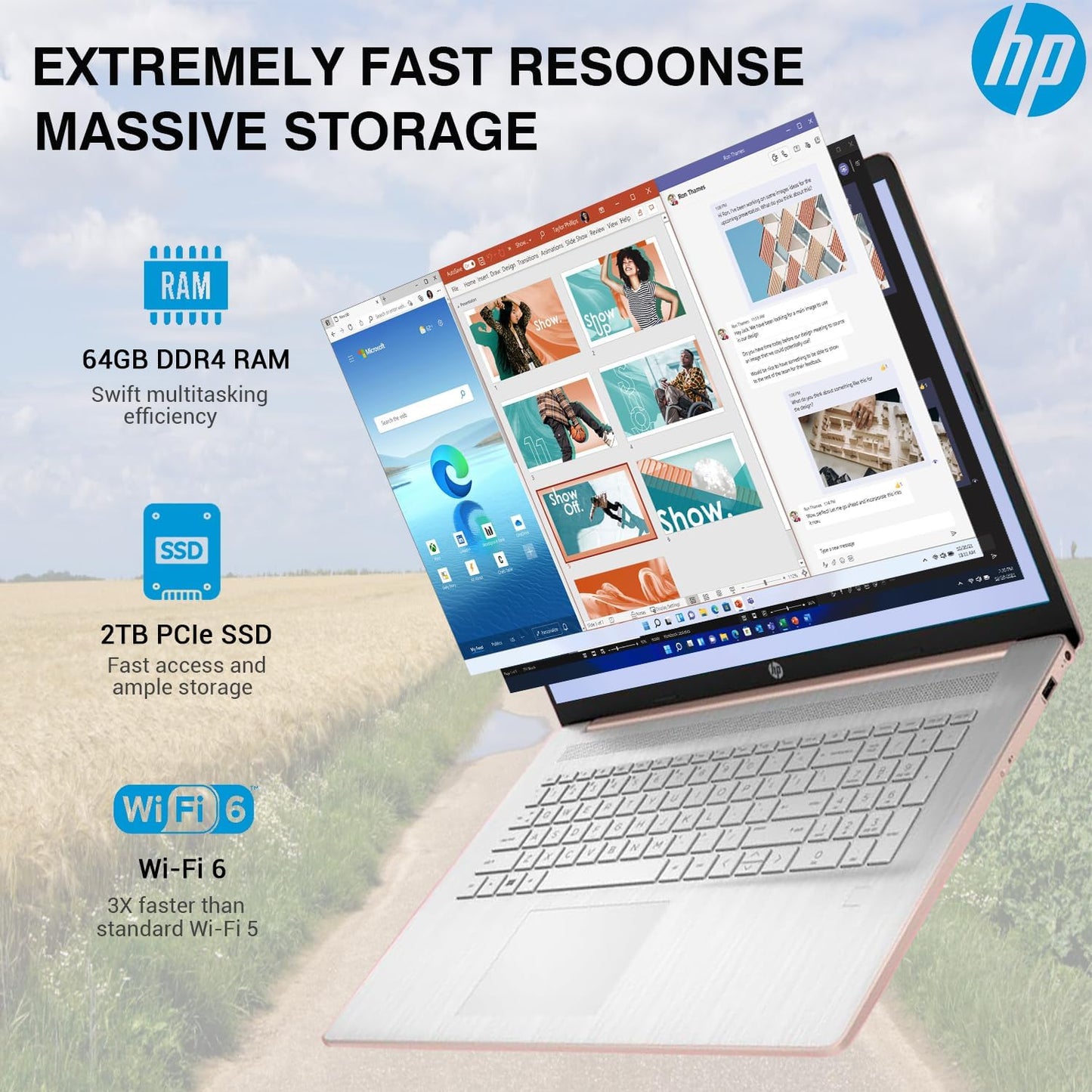 HP Essential 17 Touchscreen i7 Laptop - Rose Gold