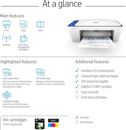 HP 2622-V1N07A DeskJet Wireless All-in-One Printer Renewed