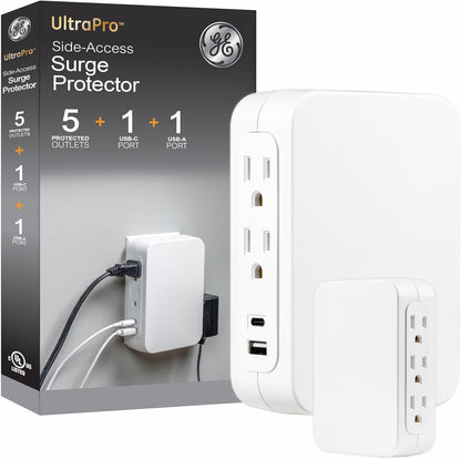 GE UltraPro 5-Outlet Extender USB Wall Tap Surge Protector