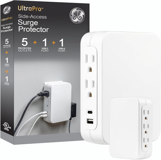 GE UltraPro 5-Outlet Extender USB Wall Tap Surge Protector
