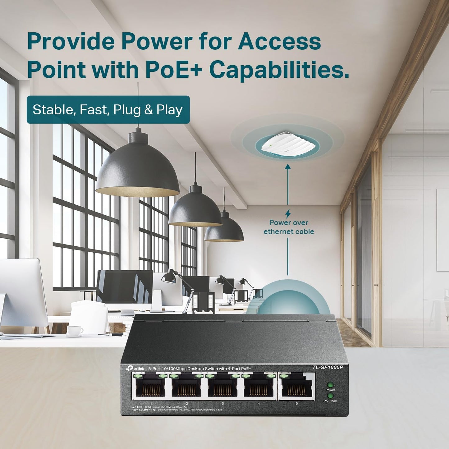 TP-Link TL-SF1005P 5-Port Fast Ethernet PoE+ Switch