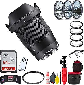 Sigma 402971 16mm f/1.4 DC DN Canon EF-M Lens Bundle