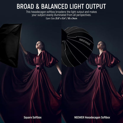 Neewer NS65U 25.6" Softbox Parabolic Hexadecagon with Bowens Mount