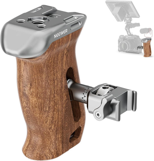 Neewer 10104266 Wooden Camera Side Handle Grip NATO Clamp
