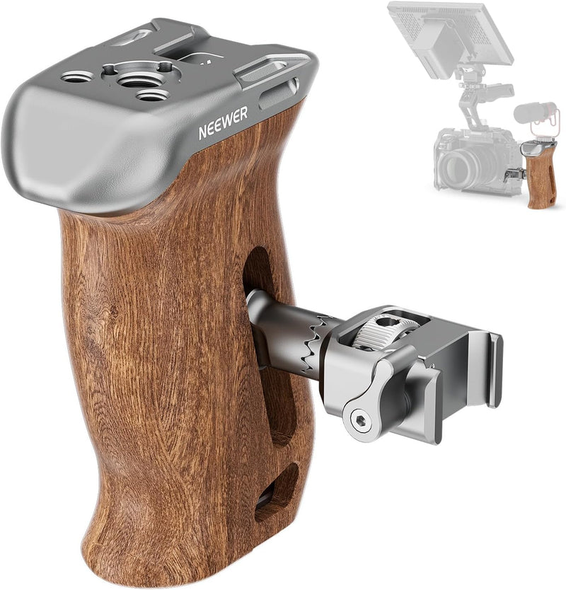 Neewer 10104266 Wooden Camera Side Handle Grip NATO Clamp — main product image