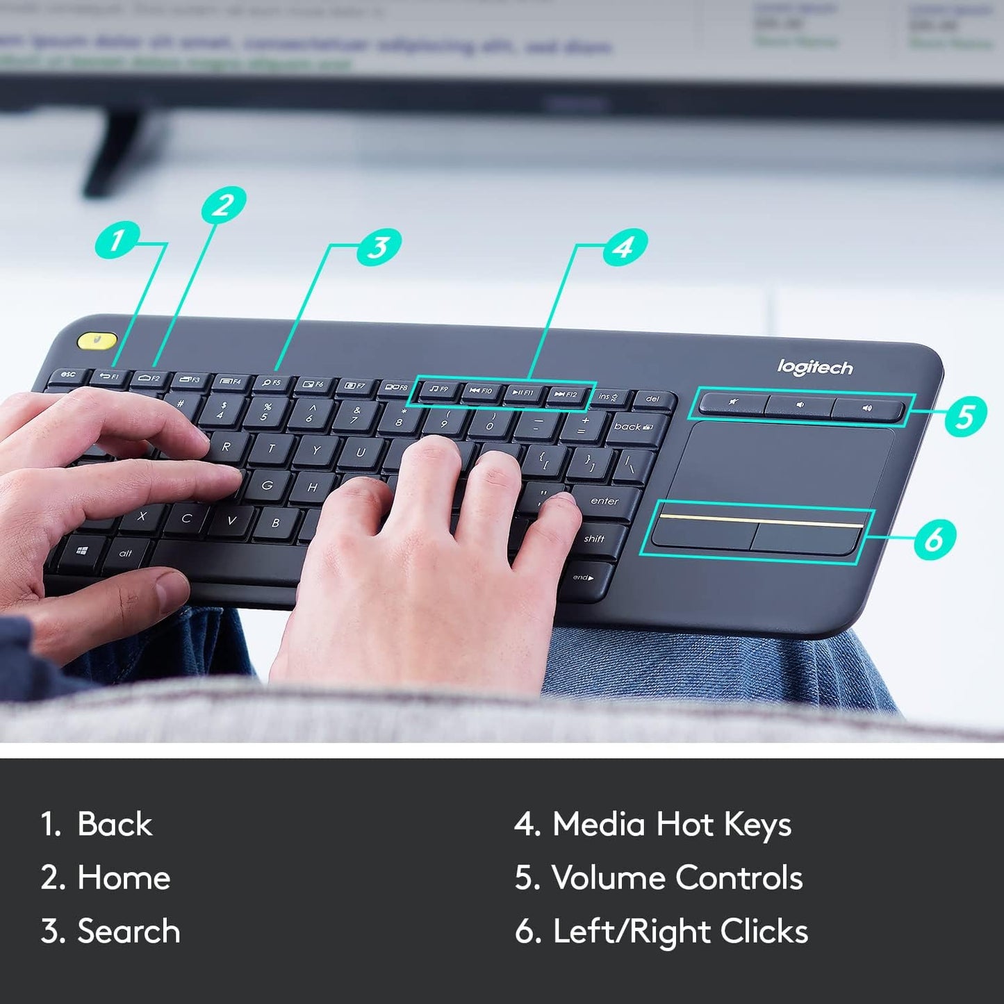 Logitech K400 Plus Wireless Touch Keyboard with Touchpad