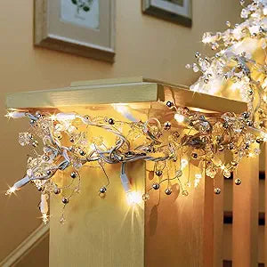 GE 9ft Glitter Gem Garland 100 Clear Lights