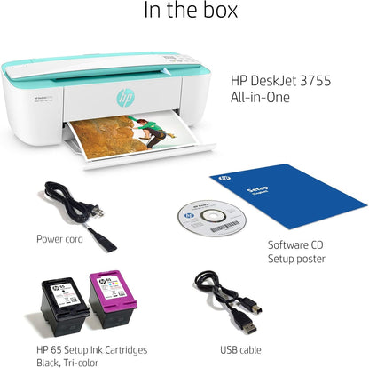 HP DeskJet 3755 Compact Wireless All-in-One Printer (Renewed)