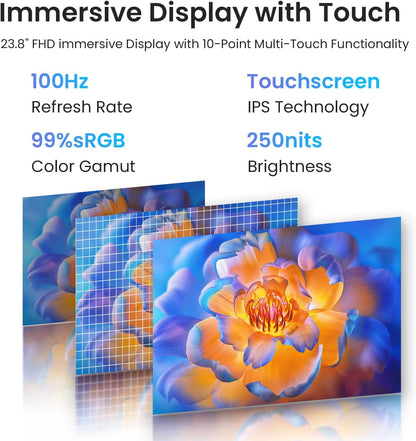 Lenovo 24ARR9 IdeaCentre 24" Touchscreen All-in-One Desktop Ryzen 5 1TB SSD