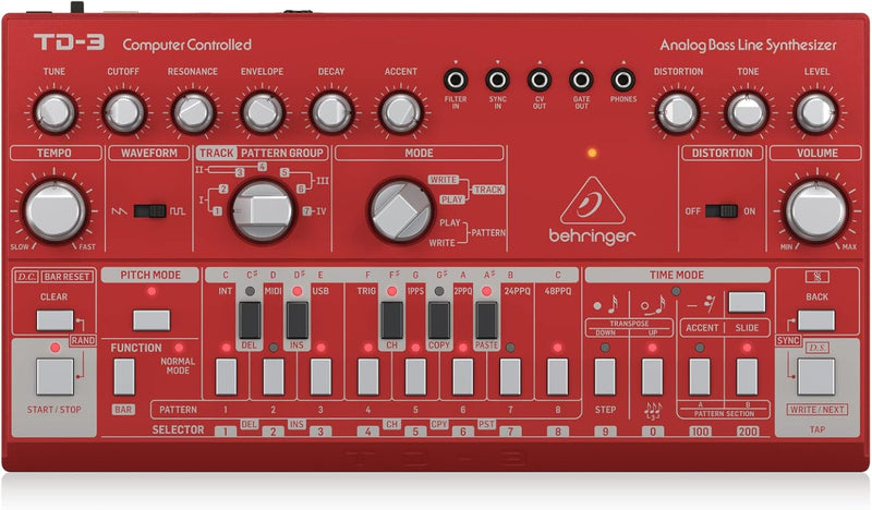 Behringer TD-3-RD Analog Bass Synthesizer - Red — main product image