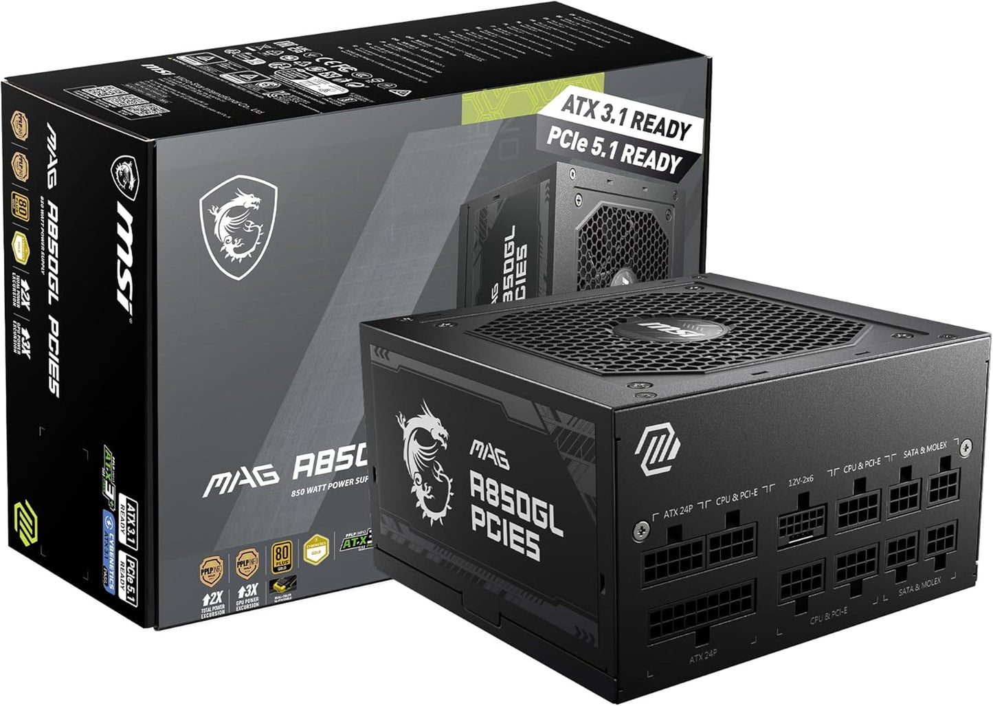 MSI MPG A850GL 850W PCIE 5.1 ATX 3.1 Power Supply