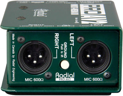 Radial Engineering ProAV2 DI Box XLR & TRS Cables