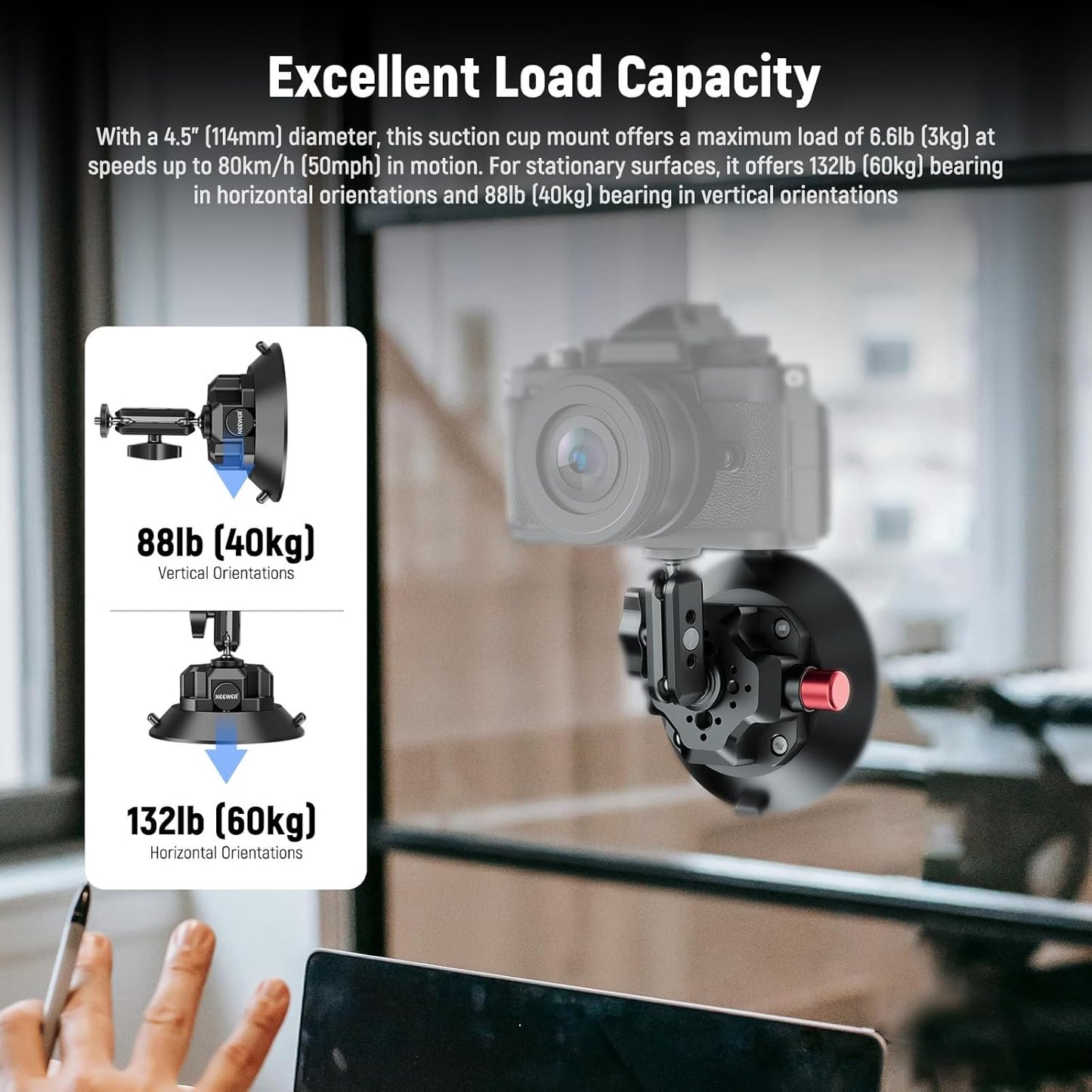 Neewer 10104419 4.5" Suction Cup Camera Mount