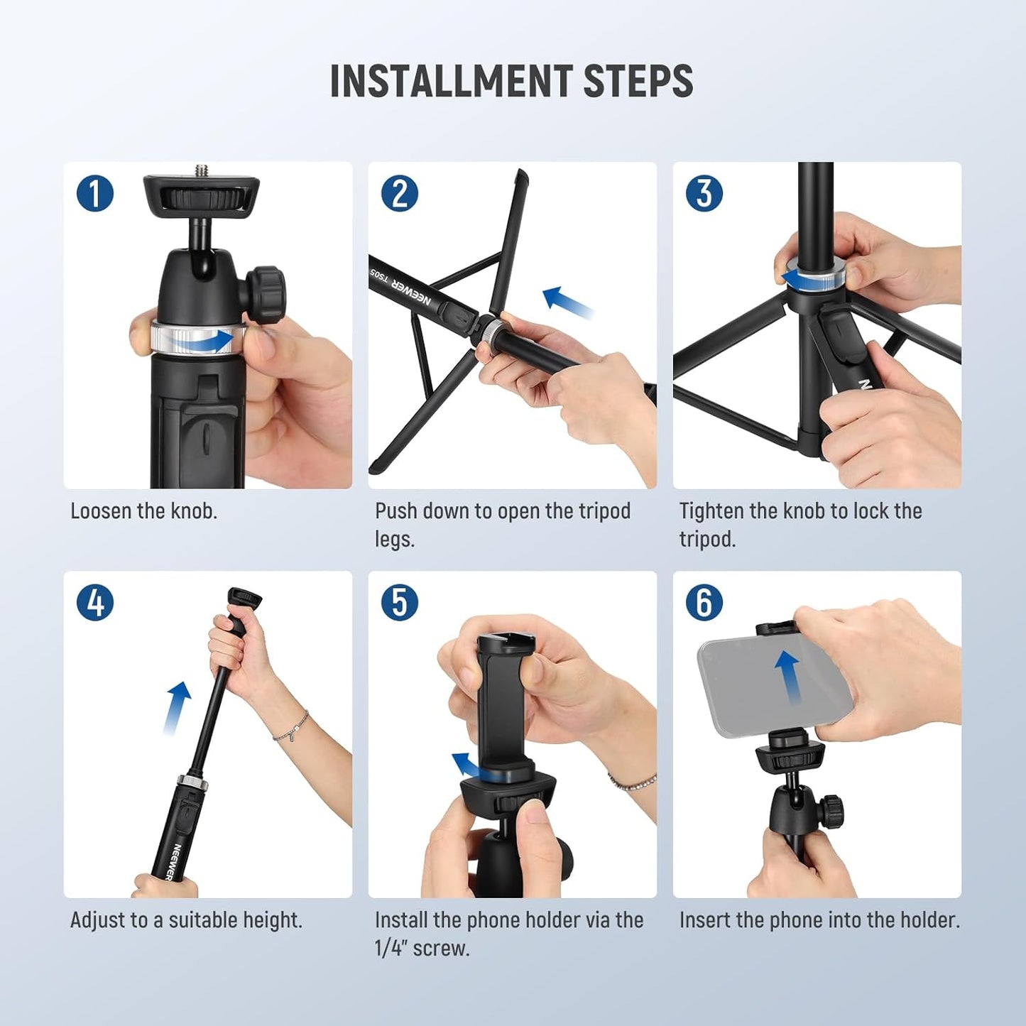 Neewer 10104103 62.9" Phone/Camera Tripod with Remote