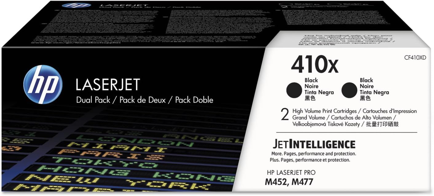 HP 410X CF410XD Black High-Yield Toner Cartridge 2-Pack