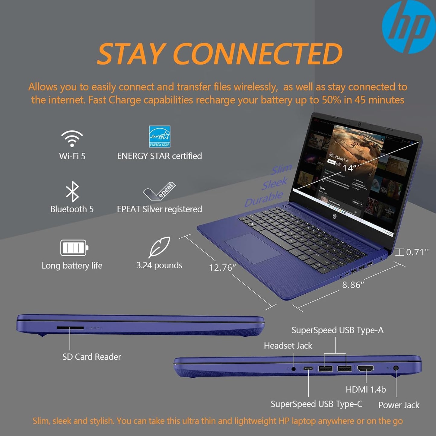 HP 14 Touchscreen Laptop Ryzen 7 64GB 2TB SSD Windows 11 Pro