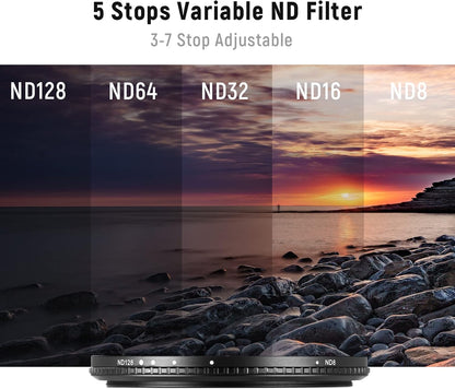 Neewer 62mm Variable ND Filter - ND8-ND128 Neutral Density