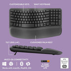 Logitech MK670 Wave Keys Ergonomic Keyboard Mouse Combo Graphite