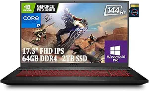 MSI Katana GF76 17 Gaming Laptop i7-11800H RTX 3050 Ti 2TB SSD 64GB RAM