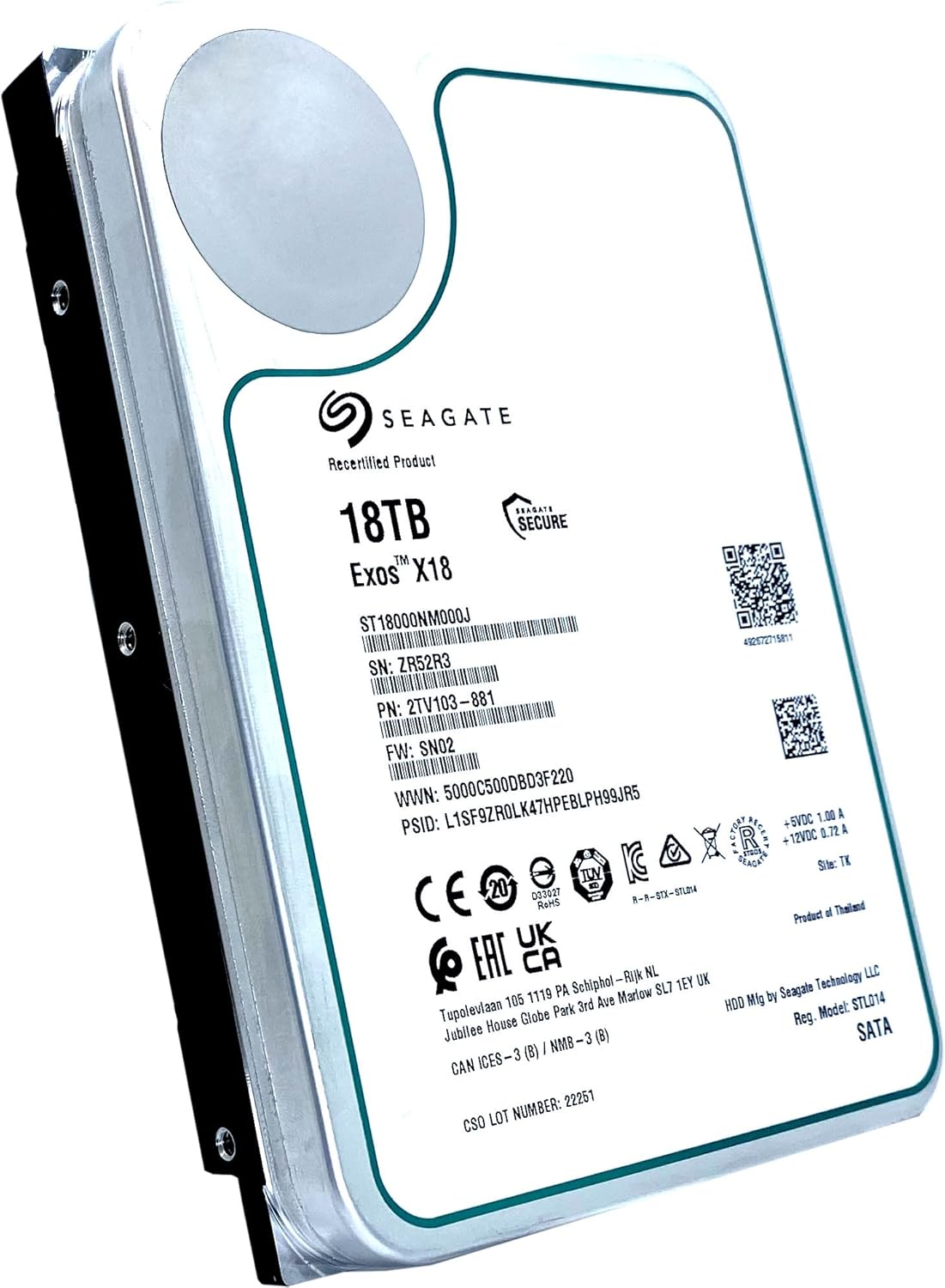 Seagate ST18000NM000J Exos X18 18TB Enterprise HDD