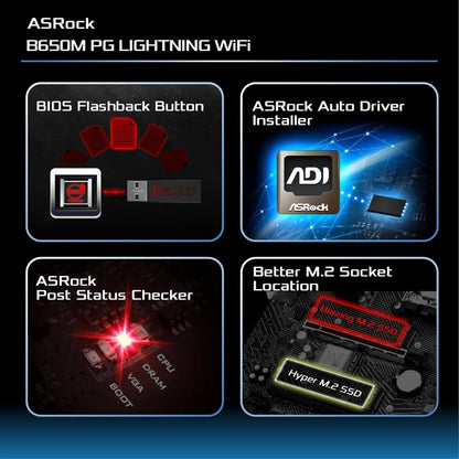 ASRock 90-MXBMW0-A0UAYZ B650M PG Lightning WiFi Motherboard