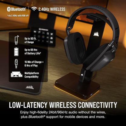 Corsair HS80 MAX Wireless Bluetooth Gaming Headset Steel Gray Renewed