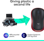 Logitech 910-003635 M185 Red Wireless Mouse