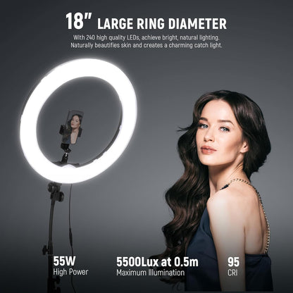 Neewer RL-18 18" LED Ring Light Kit with Stand & Filters
