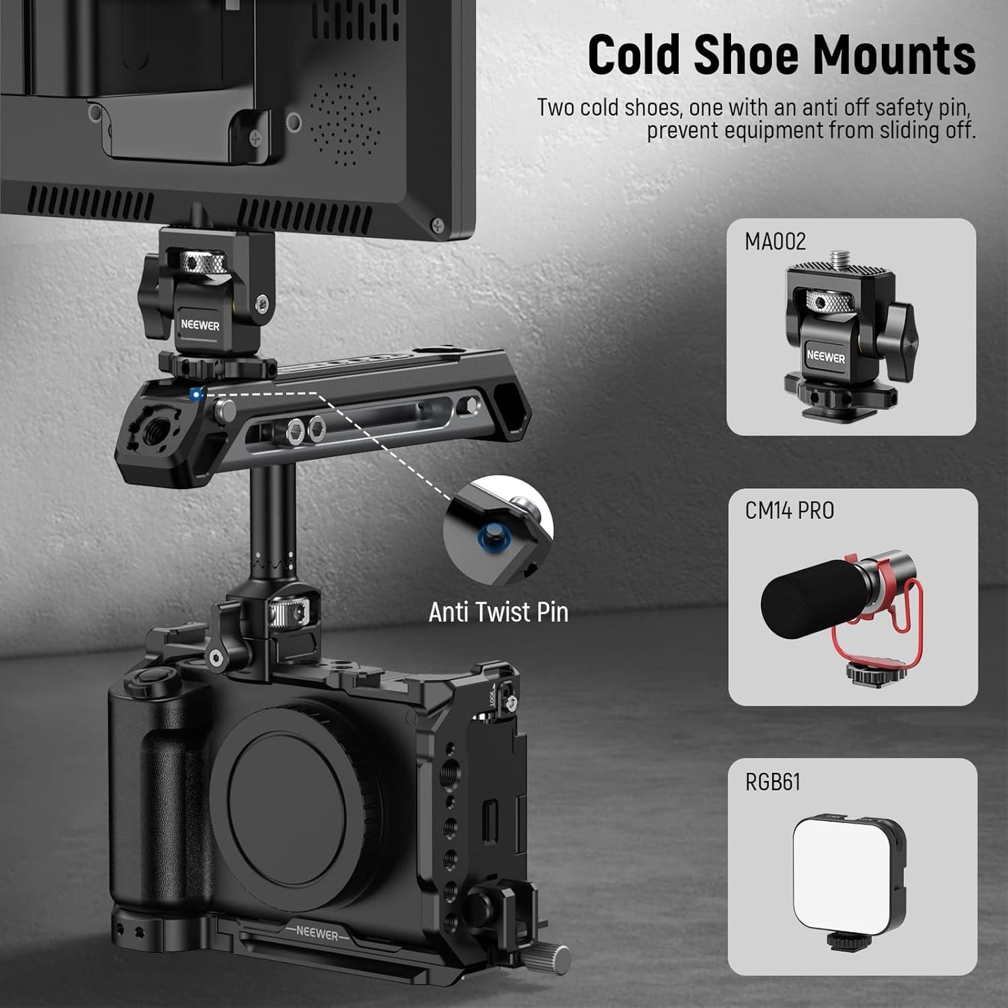 Neewer 10102588 2-in-1 Rotatable Camera Cage Handle
