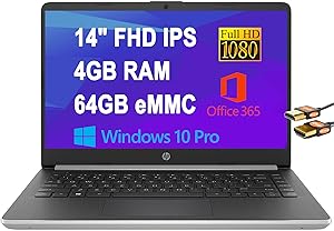 HP Notebook 14 Pentium Silver FHD Laptop Bundle