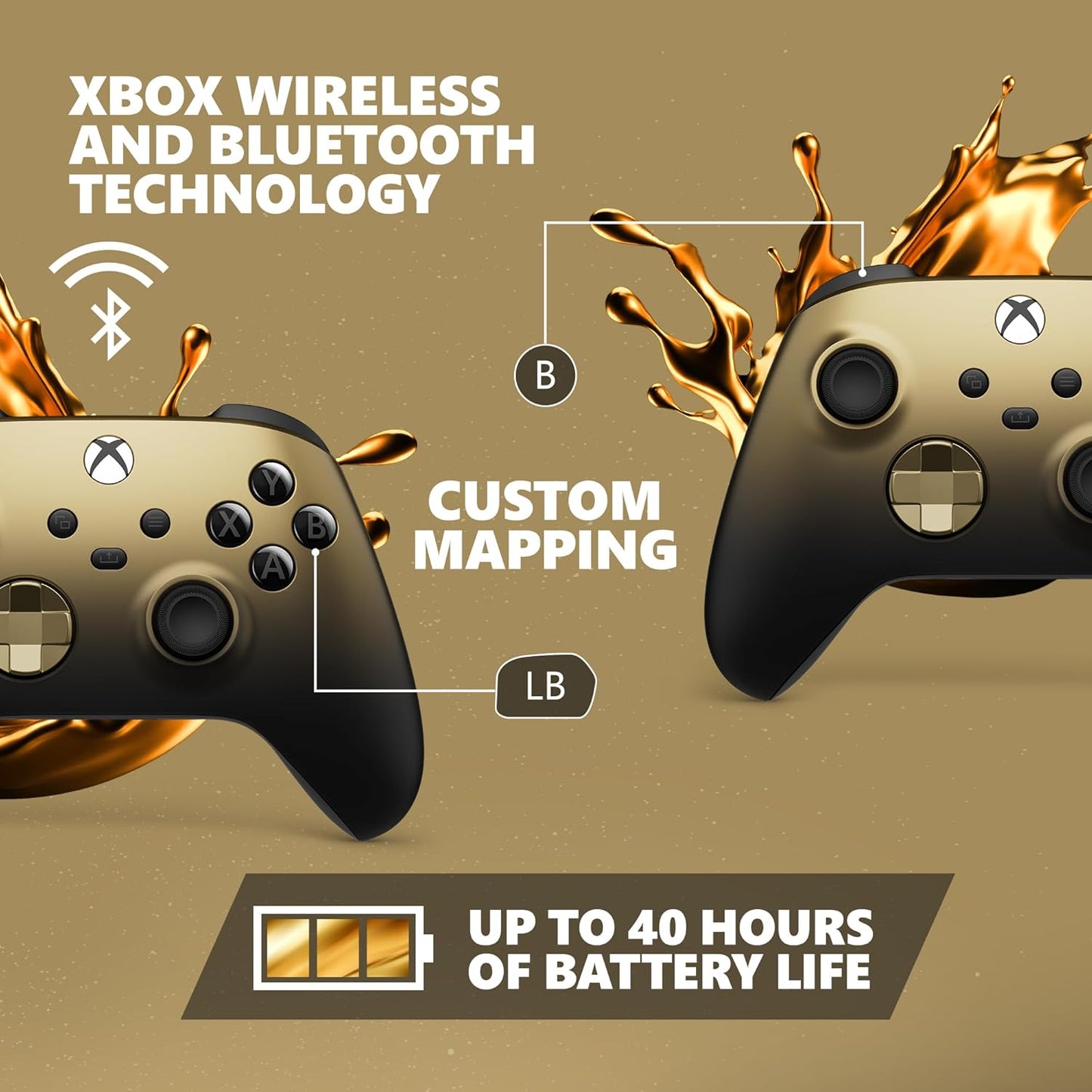 Microsoft QAU-00121 Xbox Wireless Controller Gold Shadow