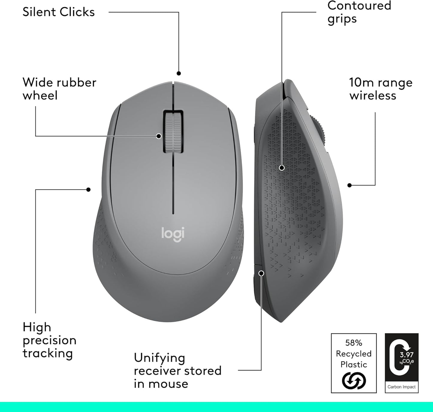 Logitech 910-004908 M330 SILENT Wireless Mouse (Grey)
