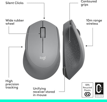 Logitech 910-004908 M330 SILENT Wireless Mouse (Grey)