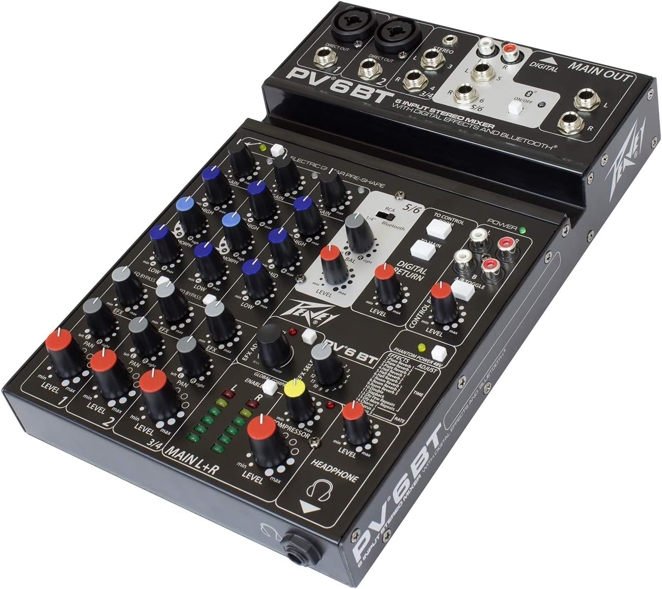 Peavey PV6BT 6-Channel Compact Mixer with Bluetooth