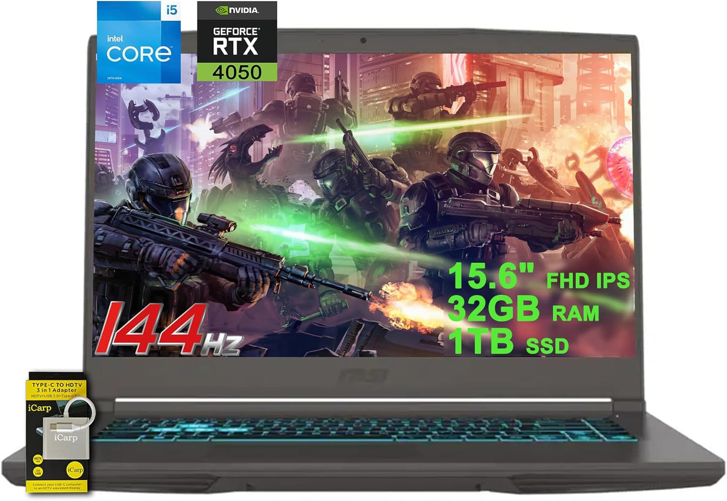 MSI MSI Thin 15 Gaming Laptop 144Hz i5 RTX 4050 + Accessory