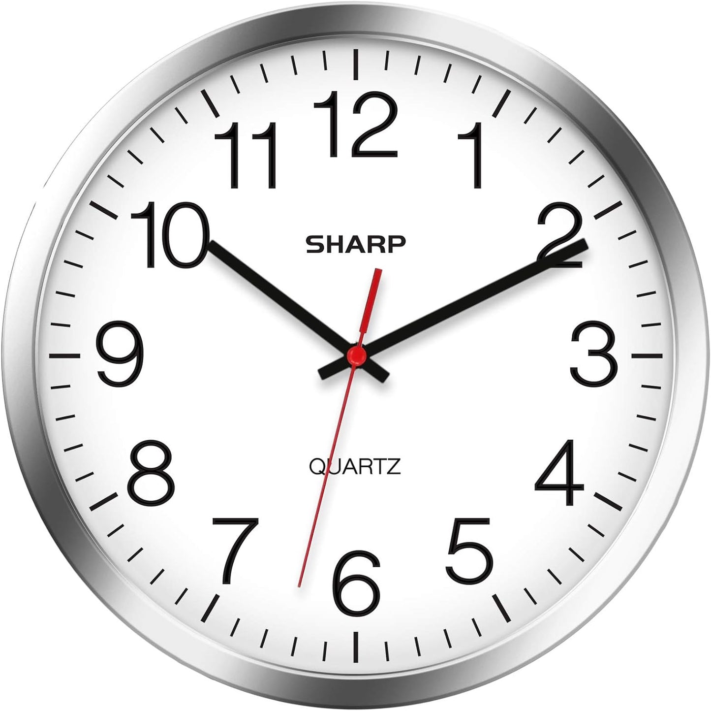Sharp Wall Clock - Silent Non Ticking 10 Inch