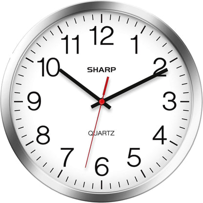 Sharp Wall Clock - Silent Non Ticking 10 Inch