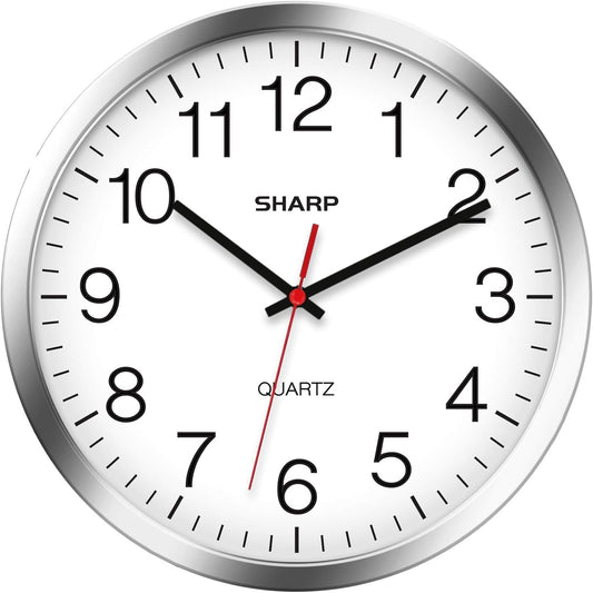 Sharp Wall Clock - Silent Non Ticking 10 Inch