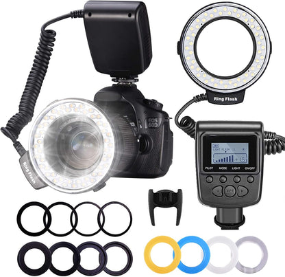 Neewer 10020025 Macro LED Ring Flash DSLR Bundle
