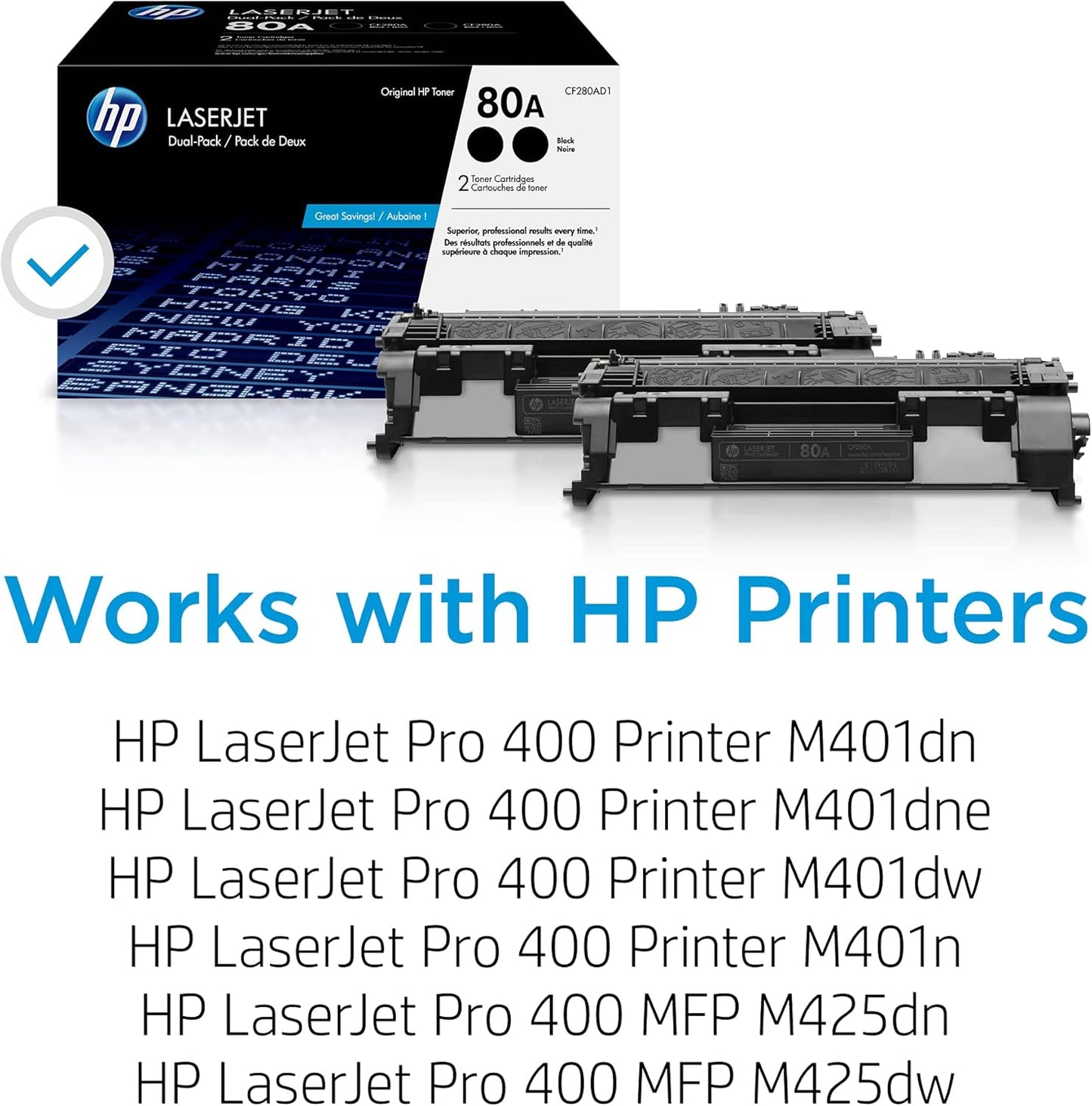 HP CF280AD1 80A Black LaserJet Toner Cartridges 2-Pack