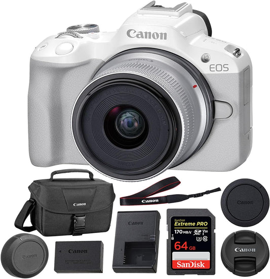 Canon EOS R50 Mirrorless Camera 18-45mm Lens Bundle
