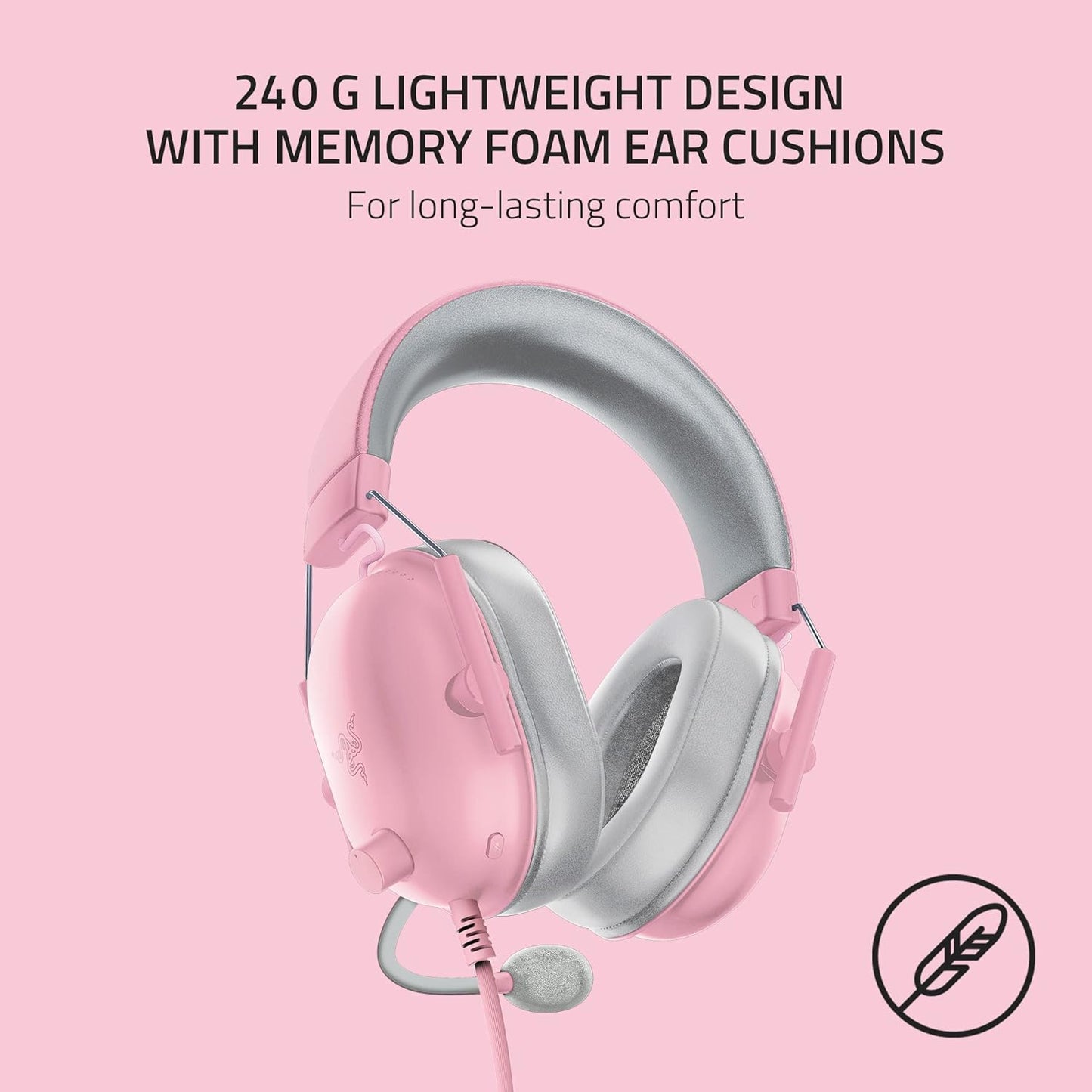 Razer BlackShark V2 X Quartz Pink Gaming Headset (Renewed)