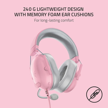 Razer BlackShark V2 X Quartz Pink Gaming Headset (Renewed)