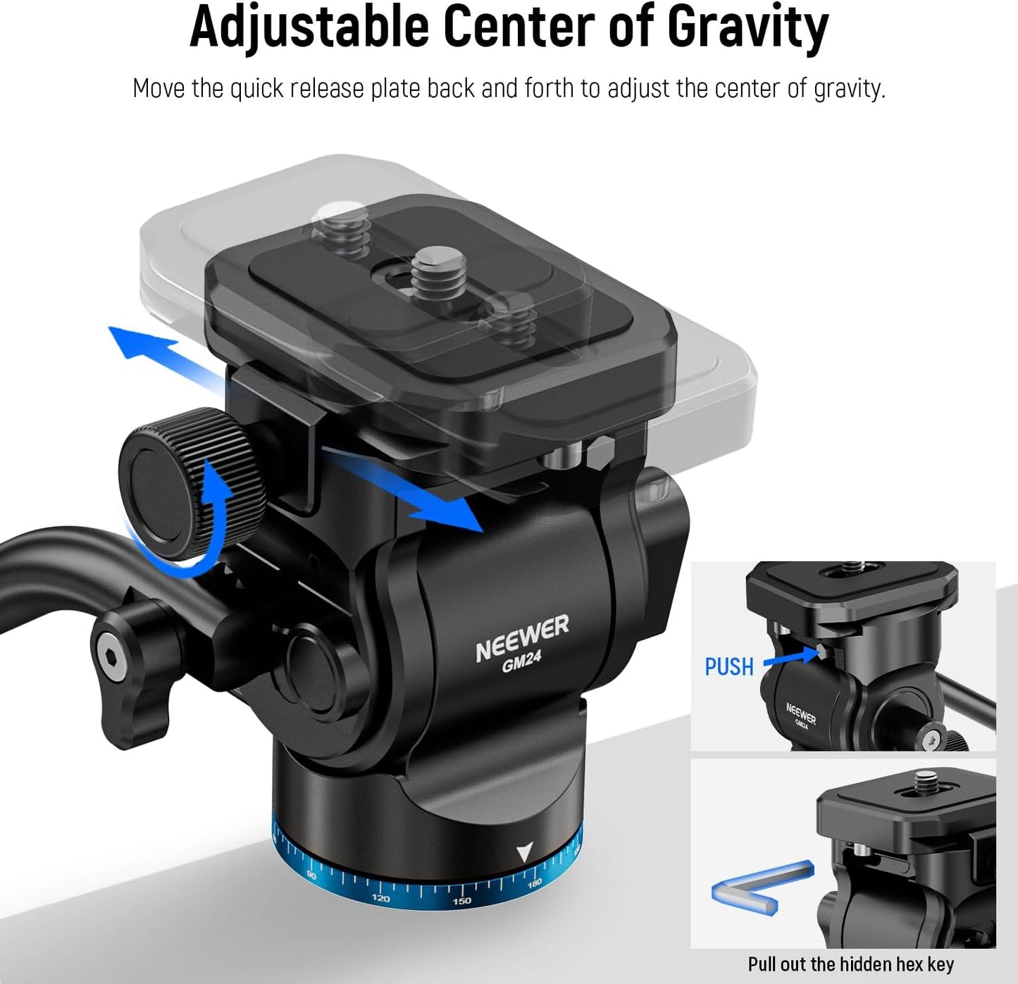 Neewer 10102493 GM24 Tripod Fluid Head, Blue