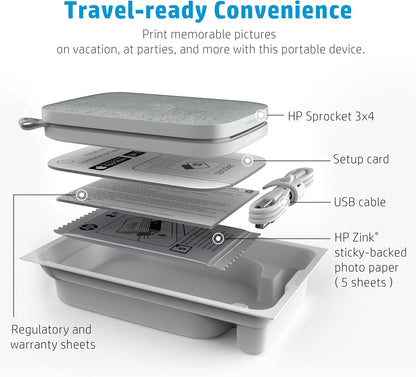 HP HPISP3X4W Sprocket 3x4" Portable Photo Printer