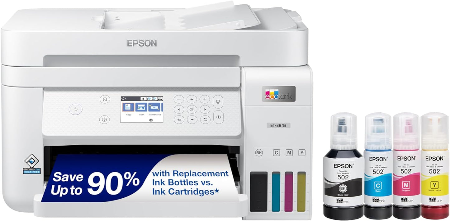 Epson C11CJ61205 EcoTank ET-3843 Wireless Color All-in-One Printer