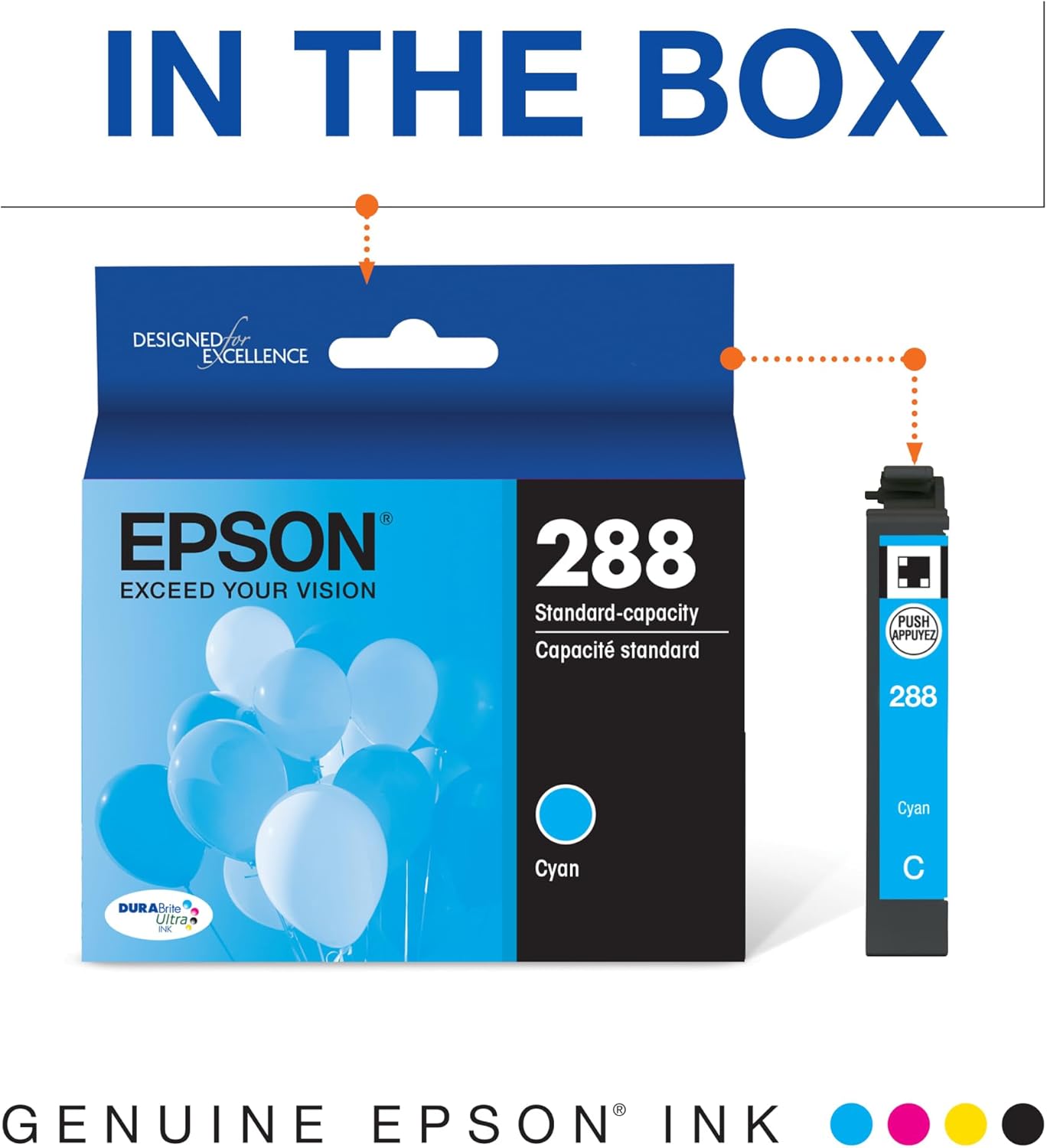Epson T288220-S 288 DURABrite Cyan Standard Ink Cartridge