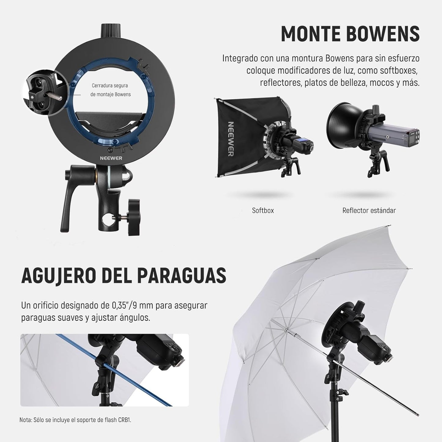 Neewer 10104839 CRB1 S-Type Speedlite Bracket Bowens Mount